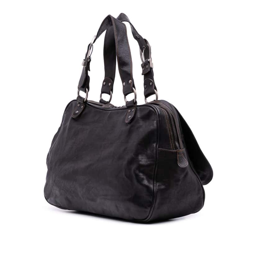 Dior Calfskin Gaucho Double Saddle Shoulder Bag Black Leather Good condition - Back View