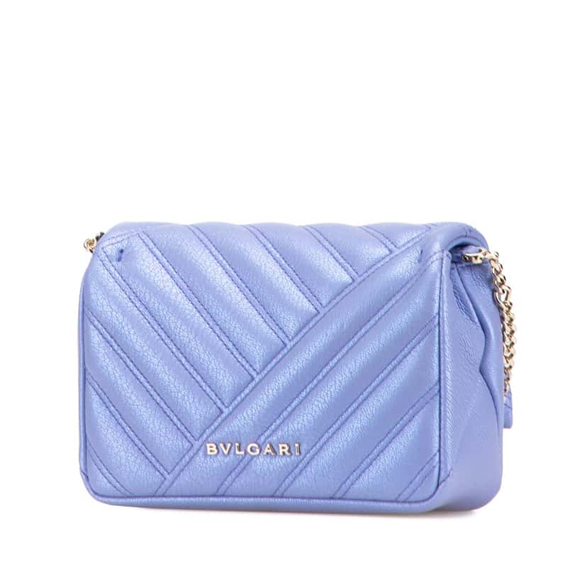 Bvlgari Leather Serpenti Cabochon Chain Crossbody Purple Leather Good condition - Back View