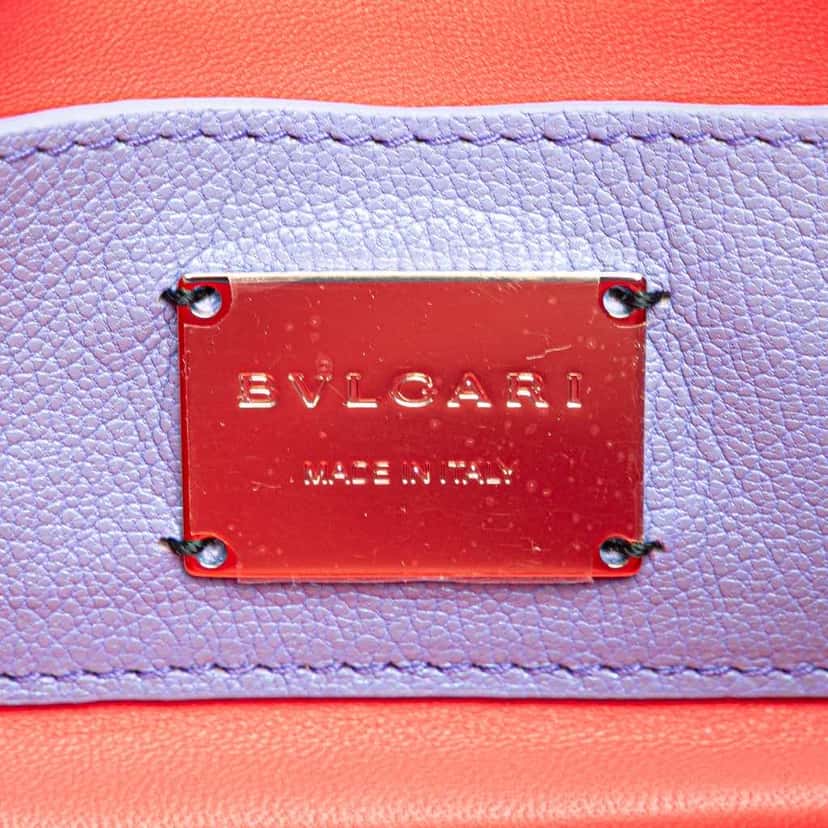 Bvlgari Leather Serpenti Cabochon Chain Crossbody Purple Leather Good condition - Box View