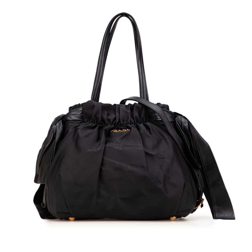 Prada Tessuto Logo Bow Satchel Black Good condition - Front View