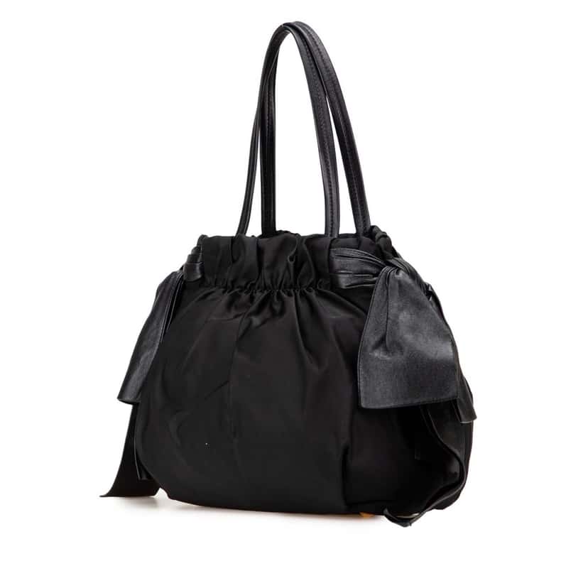 Prada Tessuto Logo Bow Satchel Black Good condition - Back View