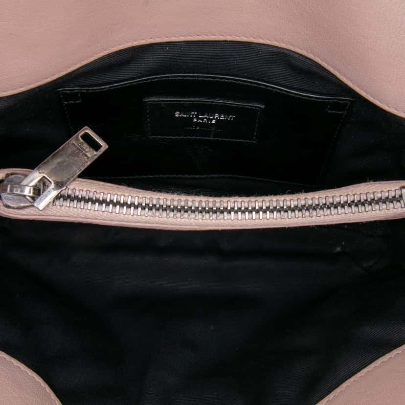 Saint Laurent Medium Quilted Chevron Sheepskin College Satchel Pink Leather Good condition - Model View