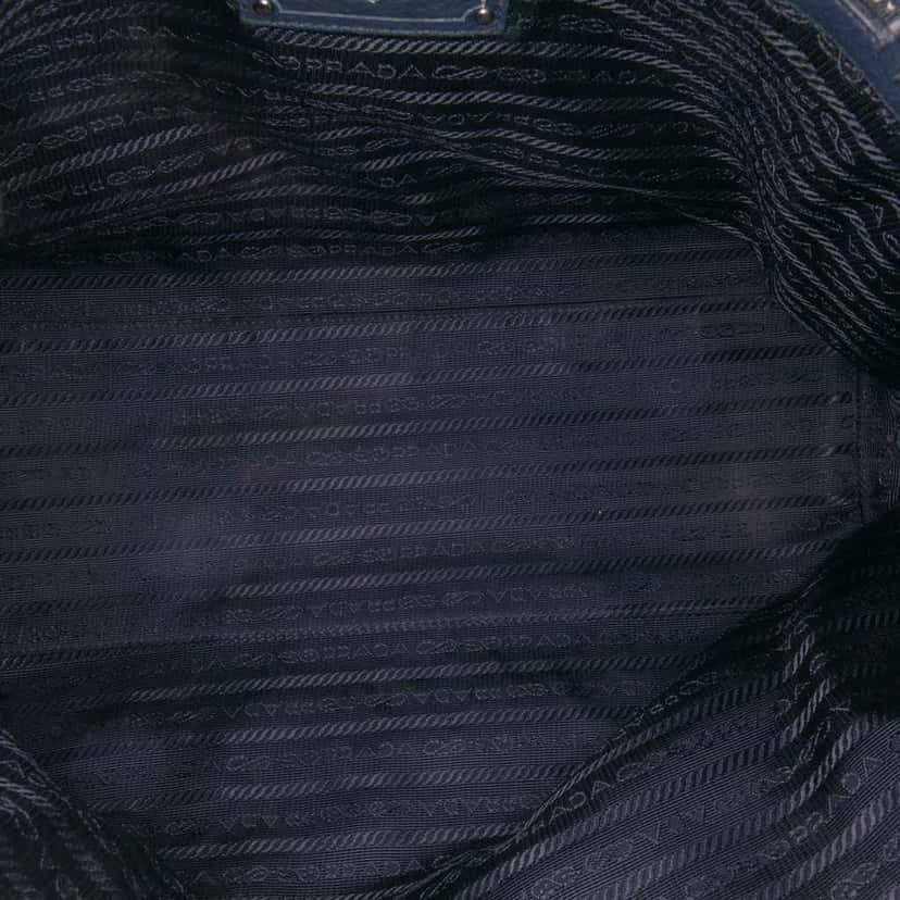 Prada Vitello Phenix Side Zip Shopper Tote Blue Leather Good condition - Model View