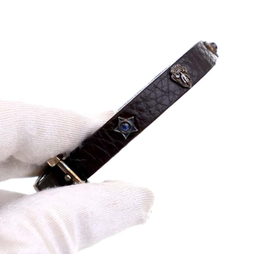 Gucci Studded Leather Interlocking G Bracelet Brown Leather Good condition - Front View