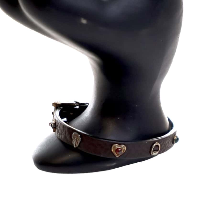 Gucci Studded Leather Interlocking G Bracelet Brown Leather Good condition - Box View