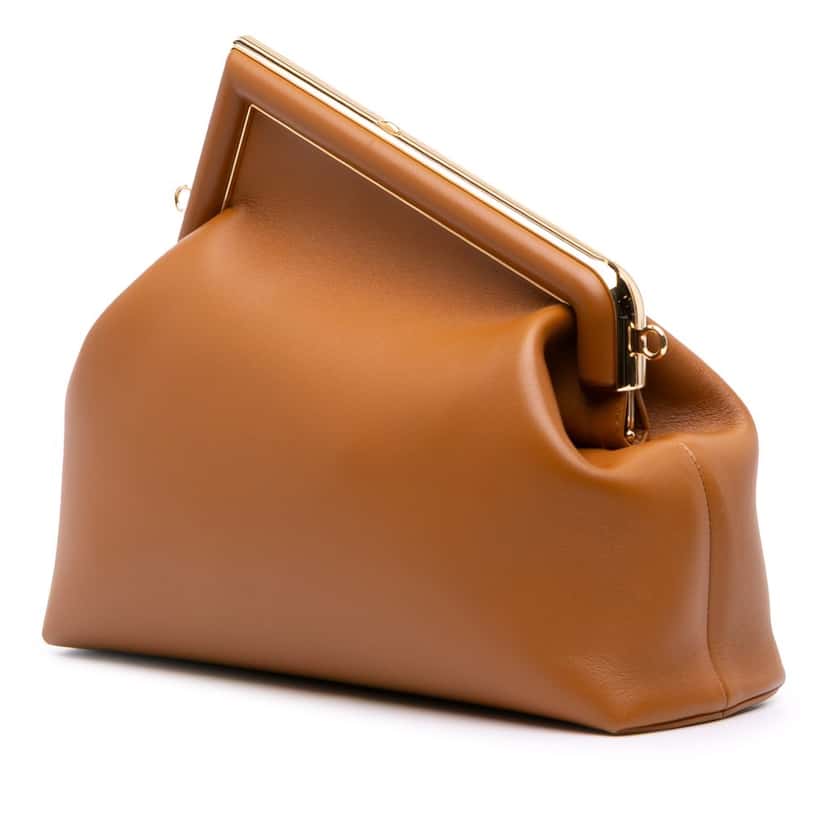 Fendi Medium Nappa Fendi First Shoulder Bag Brown Leather Good condition - Back View