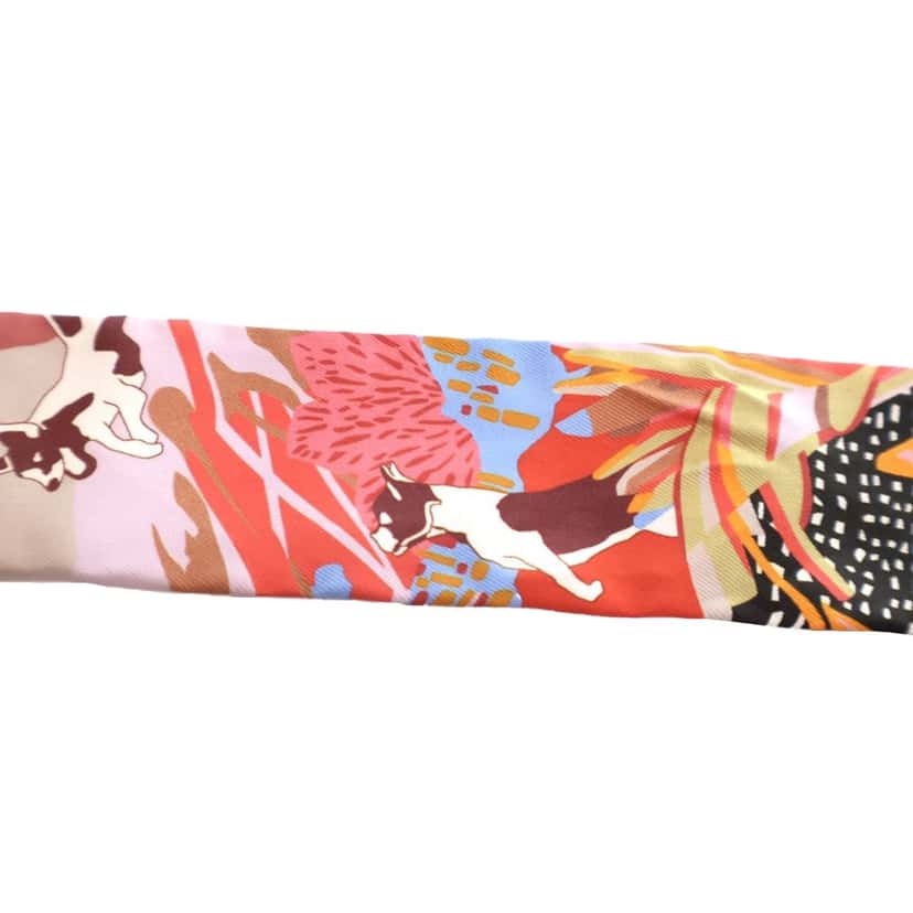 Hermès En Liberte Silk Twilly Scaf Pink Silk Good condition - Back View