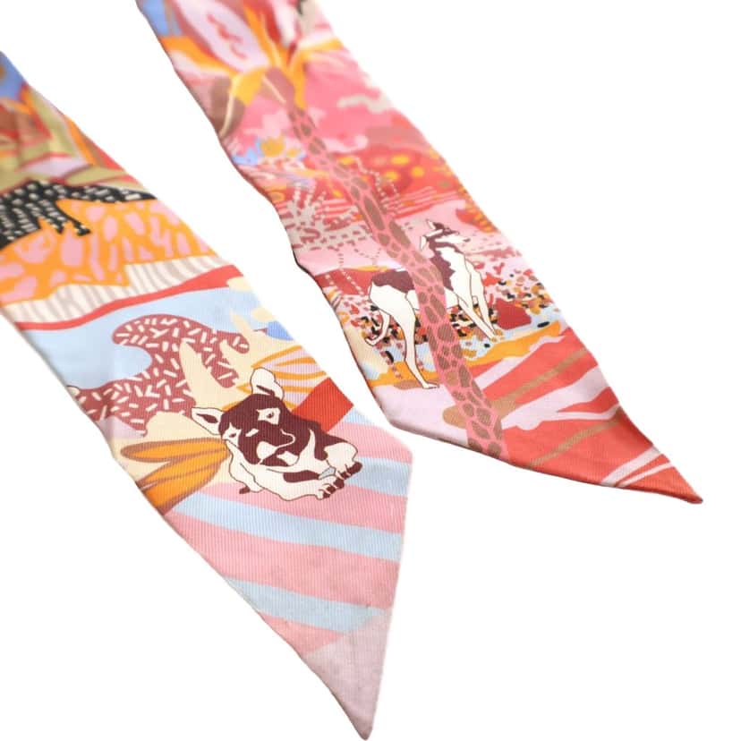 Hermès En Liberte Silk Twilly Scaf Pink Silk Good condition - Box View