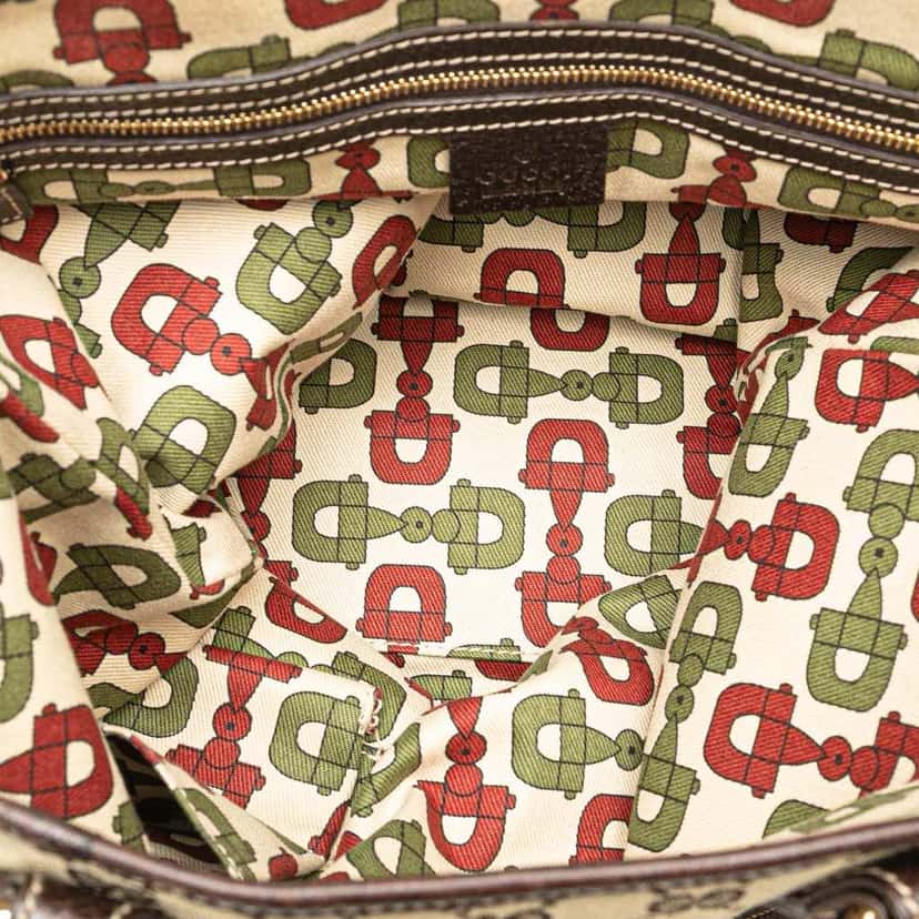 Gucci GG Canvas Embroidered Mushroom Tote Brown Canvas Good condition - Model View