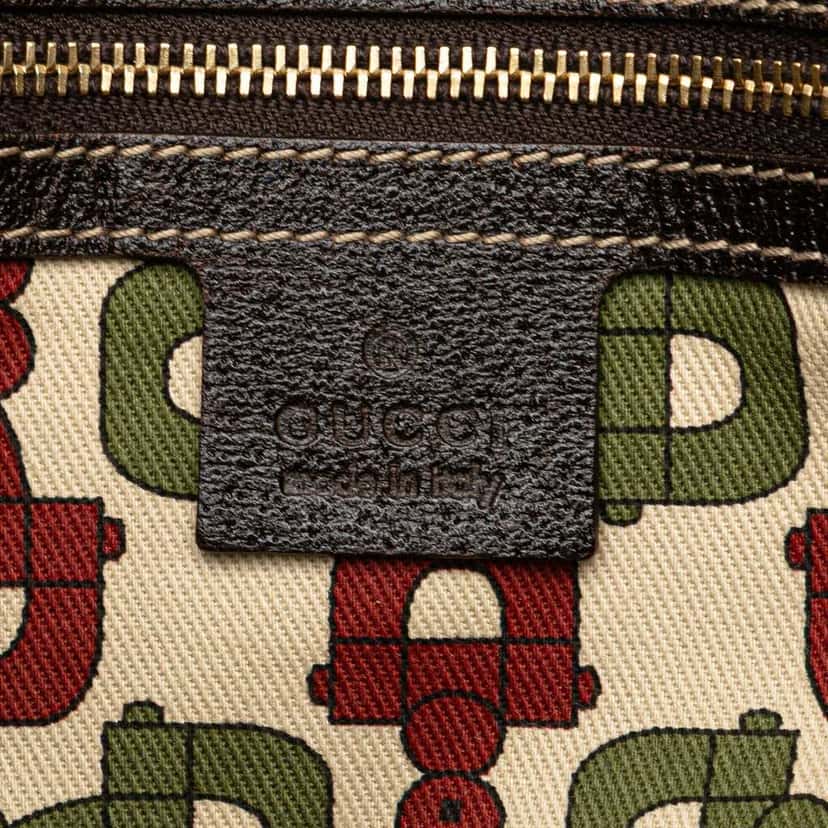 Gucci GG Canvas Embroidered Mushroom Tote Brown Canvas Good condition - Box View