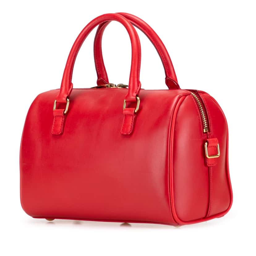 Saint Laurent Baby Leather Classic Duffle Satchel Red Leather Good condition - Back View