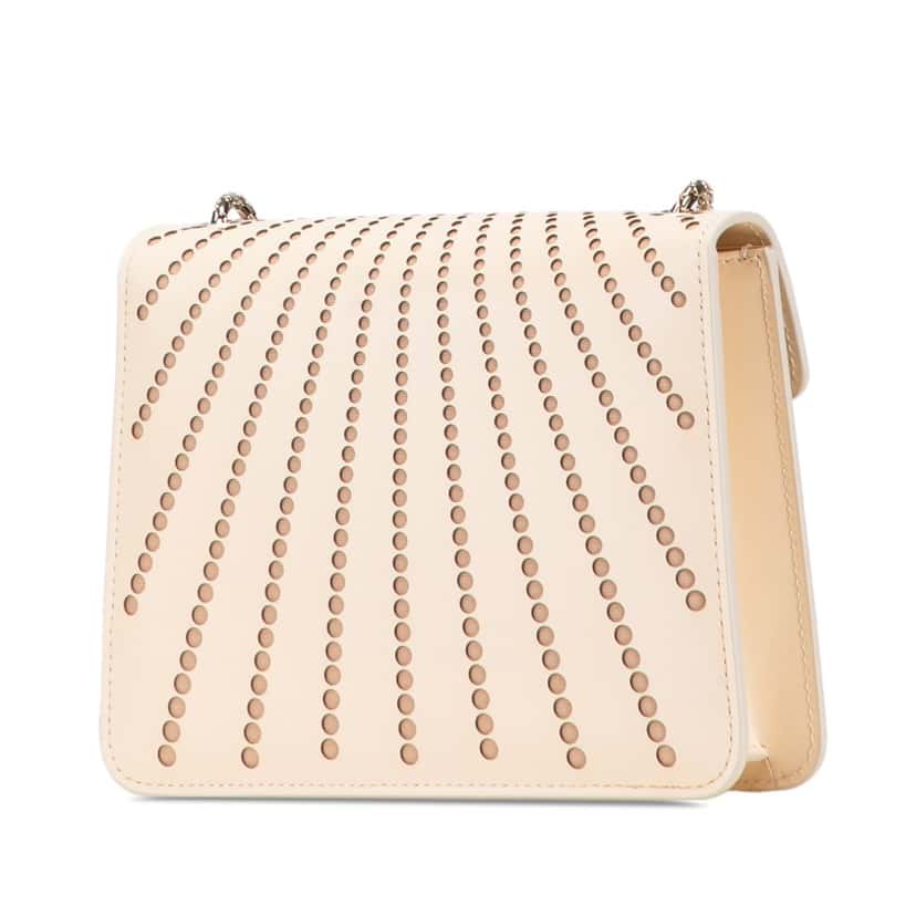 Bvlgari Small Laser Cut Calfskin Serpenti Forever Diamond Blast Sunshine Crossbody White Leather Good condition - Back View