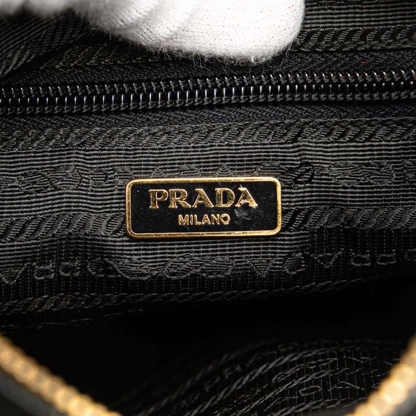 Prada Vitello Trimmed Tessuto Zip Top Crossbody Black Good condition - Box View