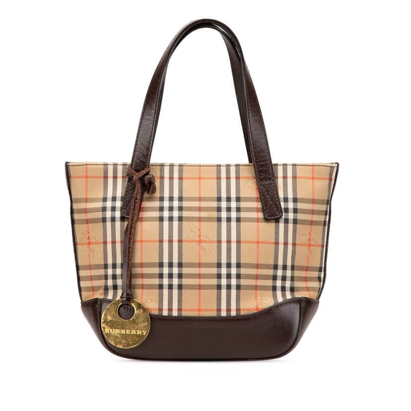 Burberry Haymarket Check Canvas Handbag Brown Canvas Good condition - Front View
