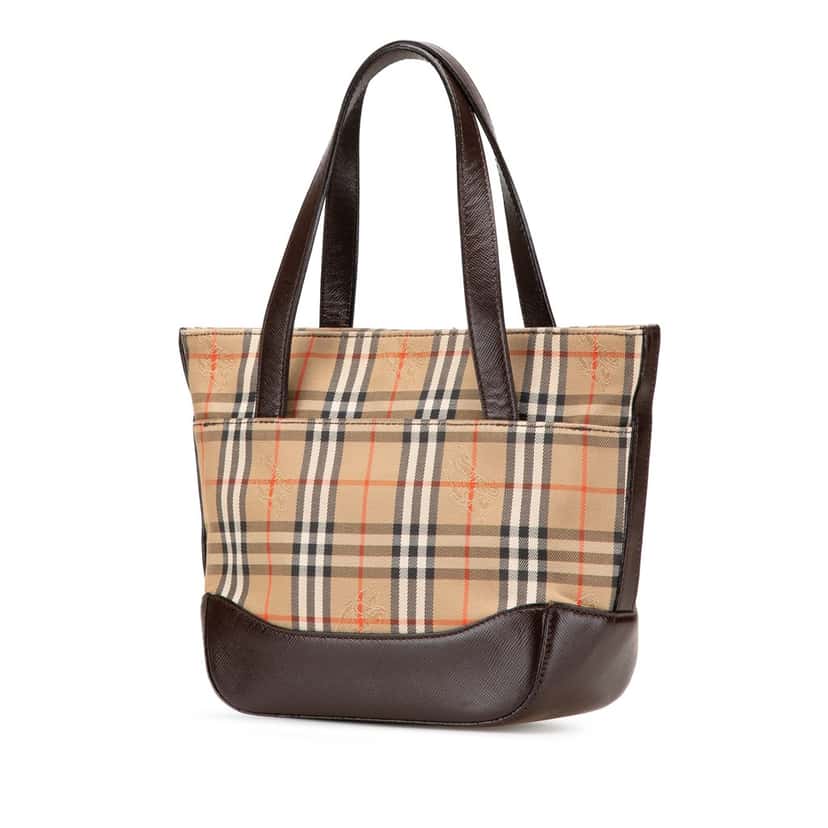 Burberry Haymarket Check Canvas Handbag Brown Canvas Good condition - Back View
