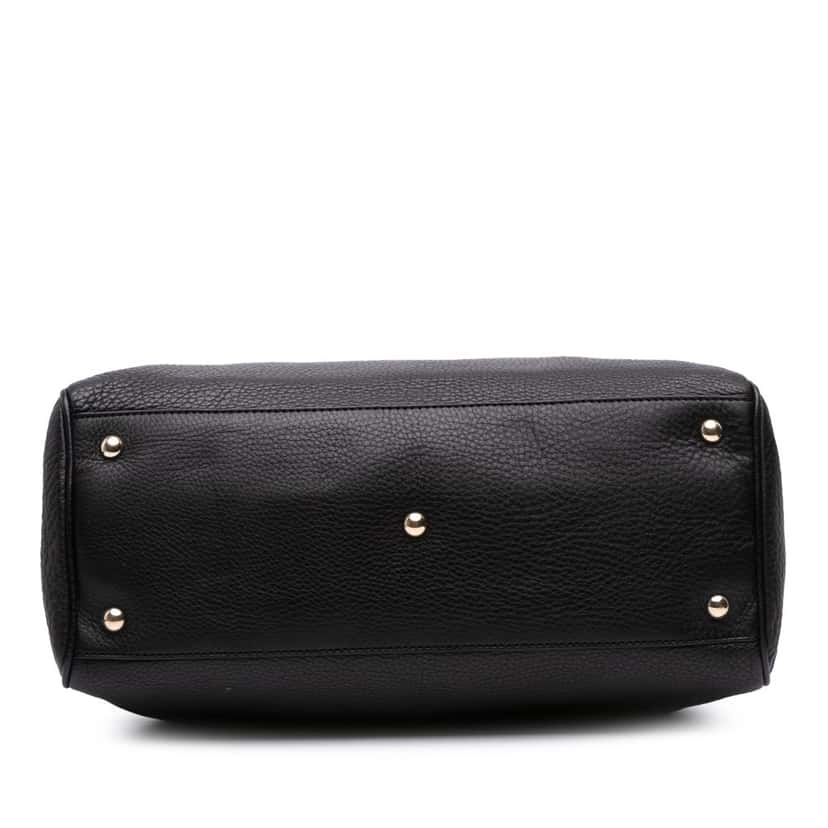 Gucci Medium Calfskin Bamboo Shopper Satchel Black Leather Good condition - Inside View