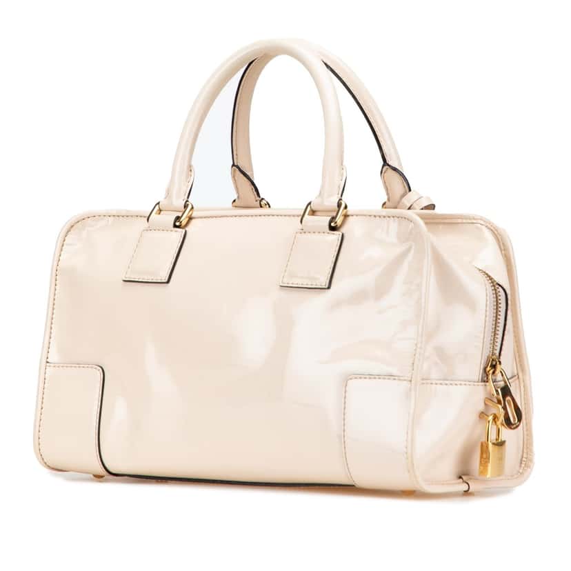 Loewe Patent Amazona 28 Handbag Brown Leather Good condition - Back View