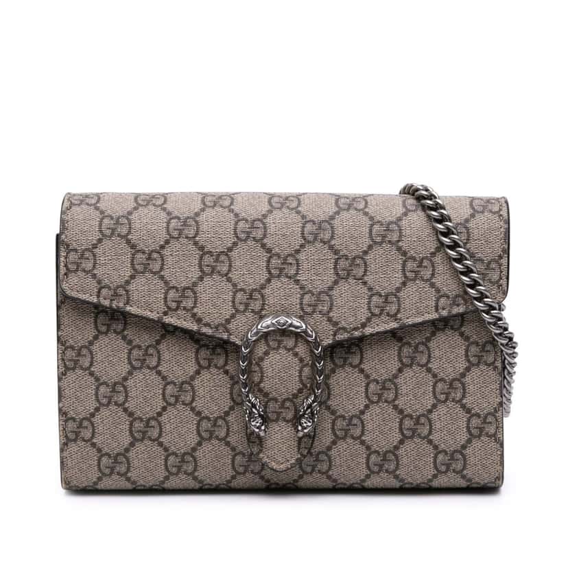 Gucci GG Supreme Dionysus Chain Wallet Brown Canvas Good condition - Front View