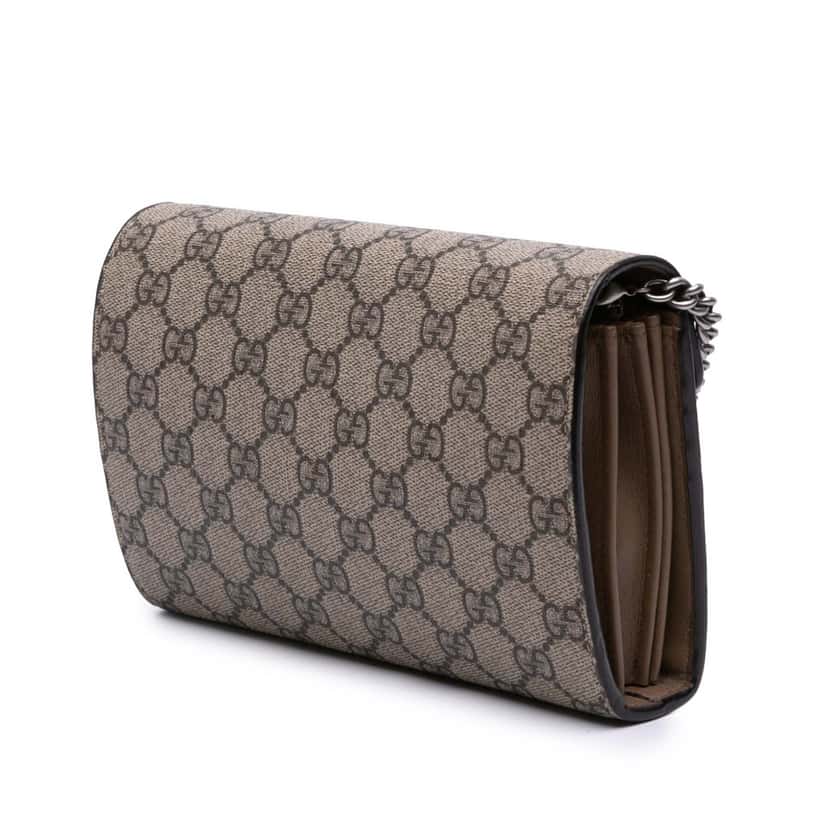 Gucci GG Supreme Dionysus Chain Wallet Brown Canvas Good condition - Back View