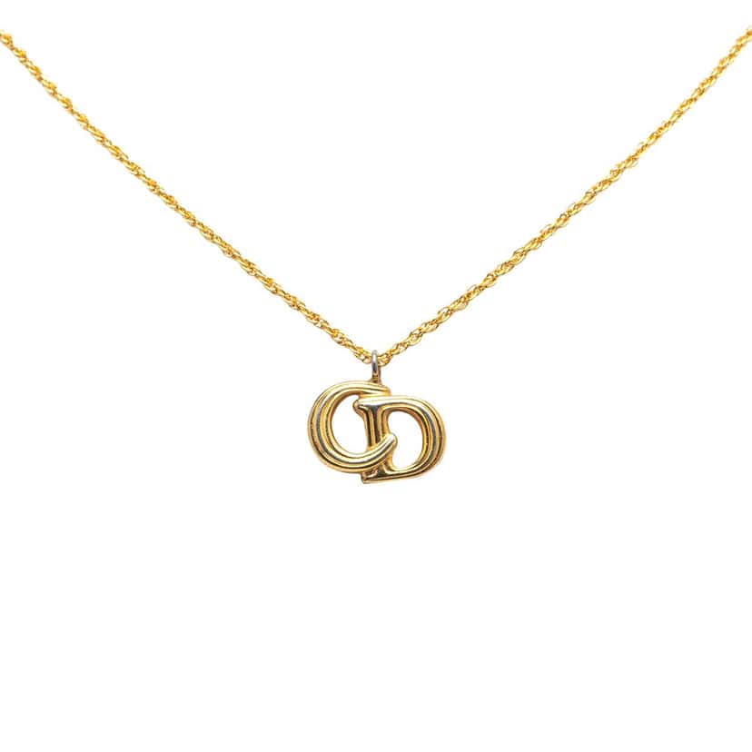 Dior Gold Plated CD Logo Pendant Necklace Gold Metal Good condition - Front View