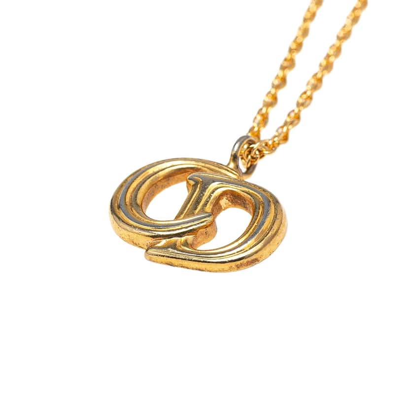 Dior Gold Plated CD Logo Pendant Necklace Gold Metal Good condition - Back View
