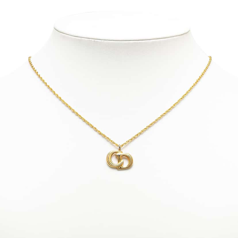 Dior Gold Plated CD Logo Pendant Necklace Gold Metal Good condition - Box View