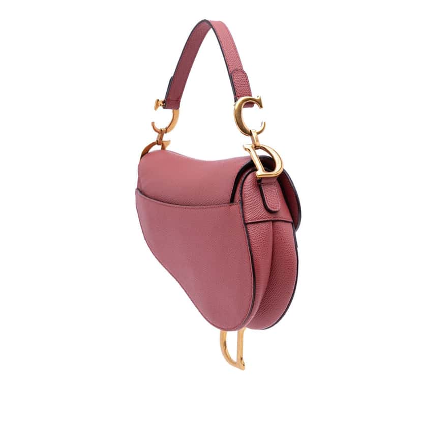 Dior Mini Grained Calfskin Saddle Bag Red Leather Good condition - Back View