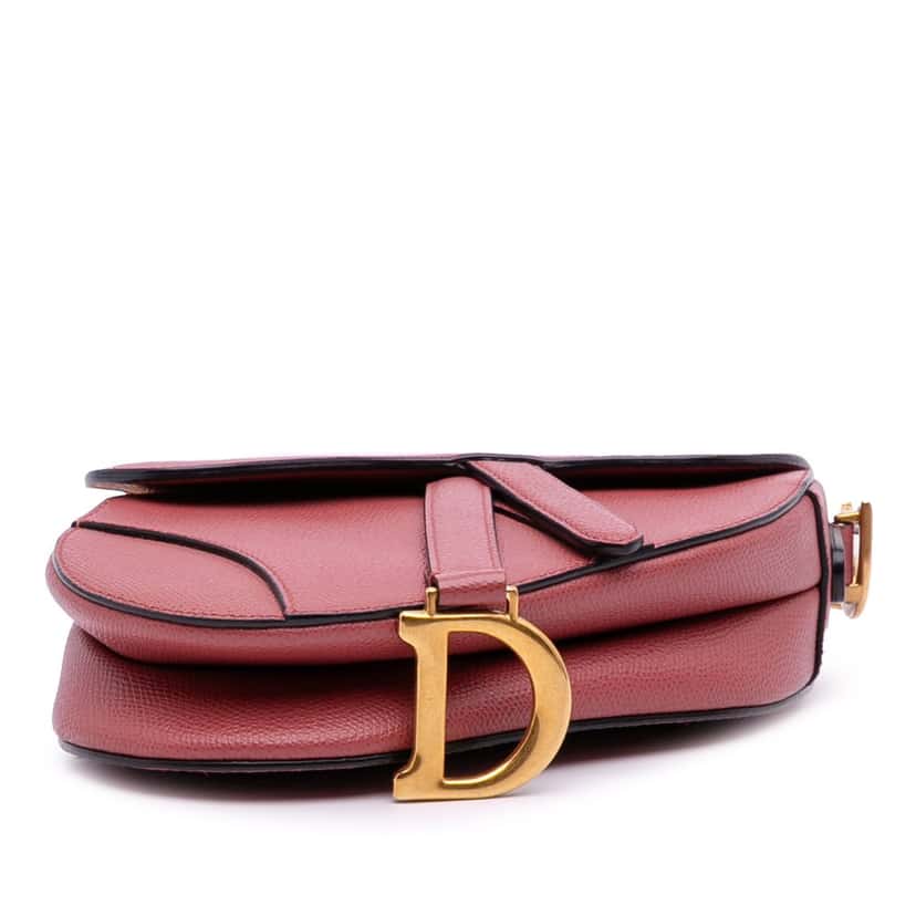 Dior Mini Grained Calfskin Saddle Bag Red Leather Good condition - Inside View