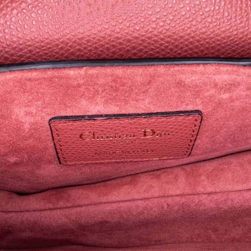 Dior Mini Grained Calfskin Saddle Bag Red Leather Good condition - Model View