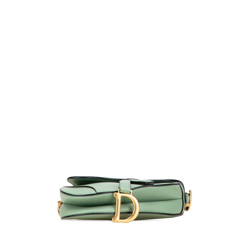 Dior Mini Calfskin Saddle Bag Green Leather Good condition - Inside View