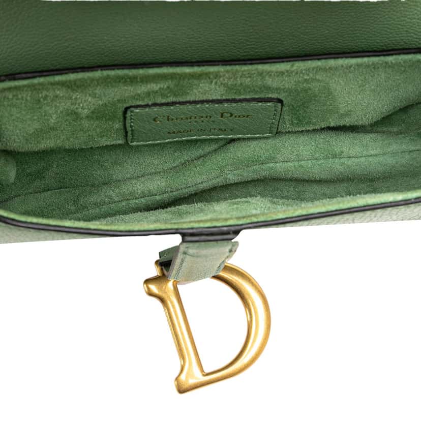 Dior Mini Calfskin Saddle Bag Green Leather Good condition - Model View