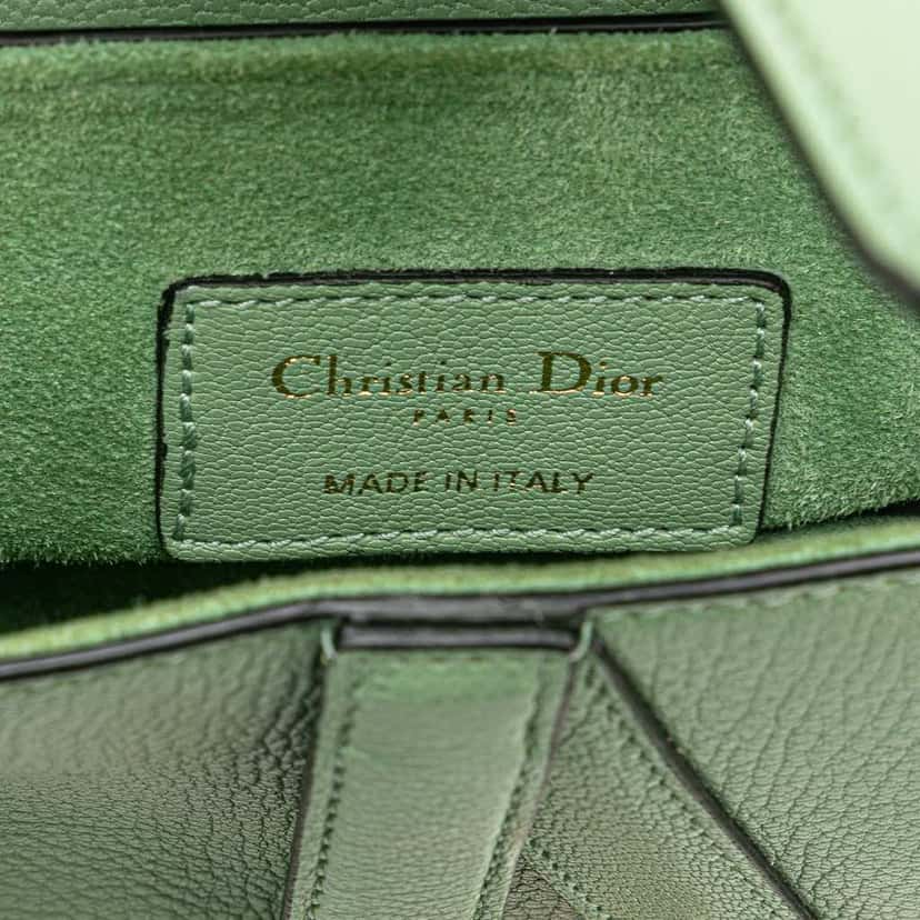 Dior Mini Calfskin Saddle Bag Green Leather Good condition - Box View