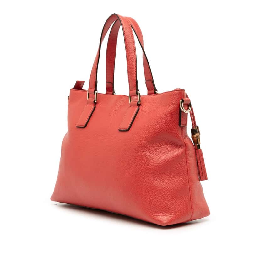 Gucci Leather Bamboo Tassel Satchel Red Leather Good condition - Back View