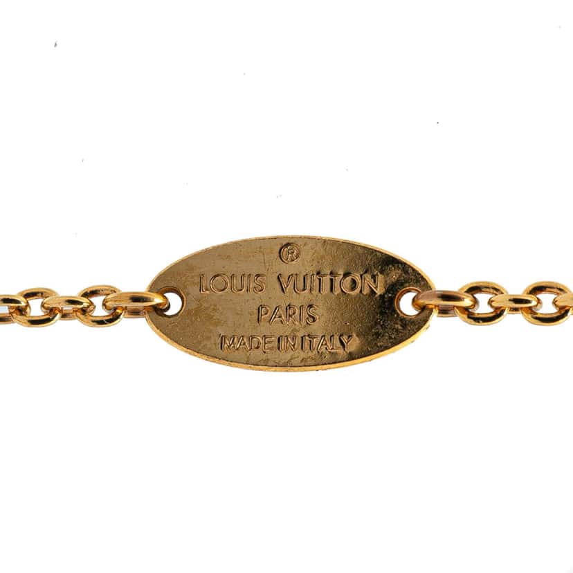 Louis Vuitton Gold Plated Essential V Necklace Gold Metal Good condition - Back View
