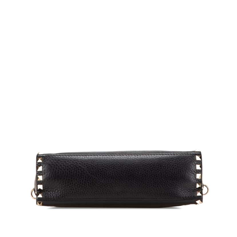 Valentino Small Pebbled Calfskin Rockstud Single Handle Flap Black Leather Good condition - Inside View