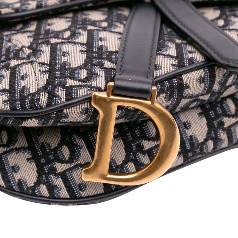 Dior Mini Oblique Canvas Saddle Bag Blue Canvas Good condition - Box View