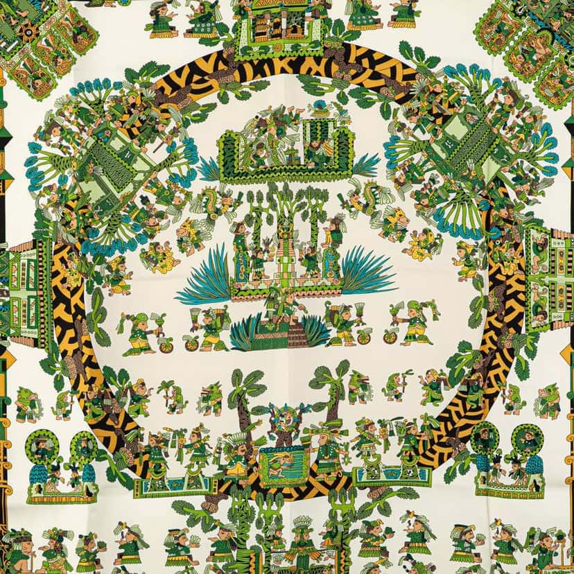 Hermès Astres et Soleils Silk Scarf Green Silk Good condition - Back View