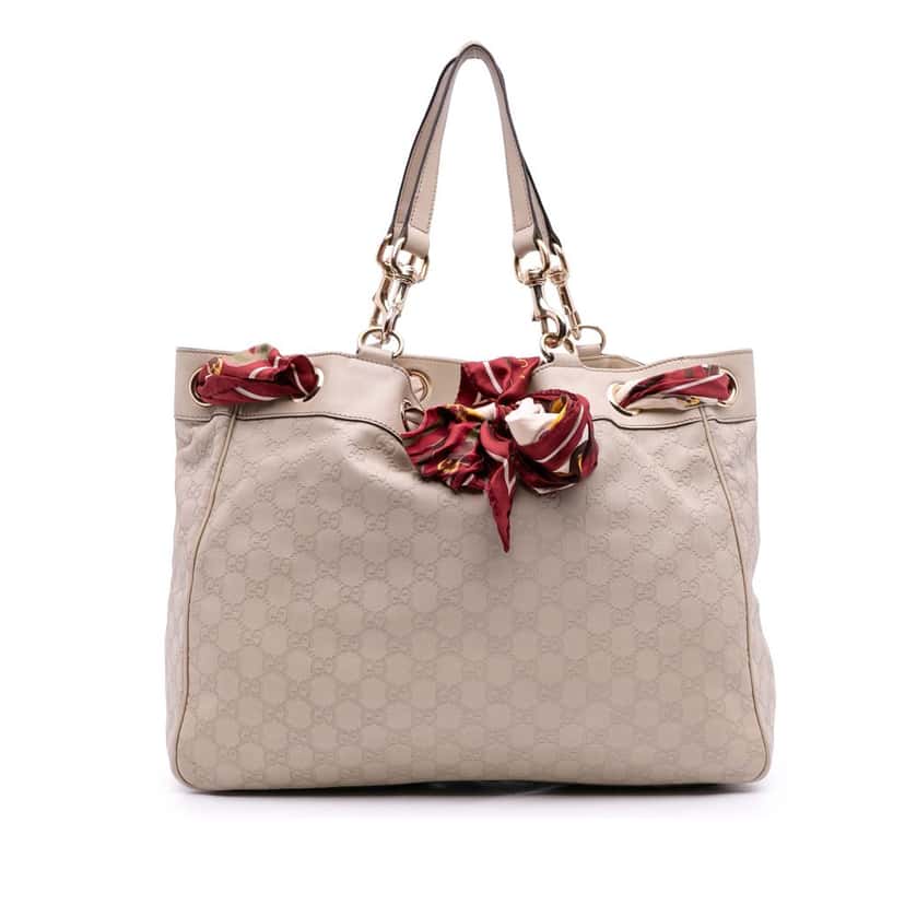 Gucci Large Guccissima Positano Scarf Tote Brown Leather Good condition - Front View
