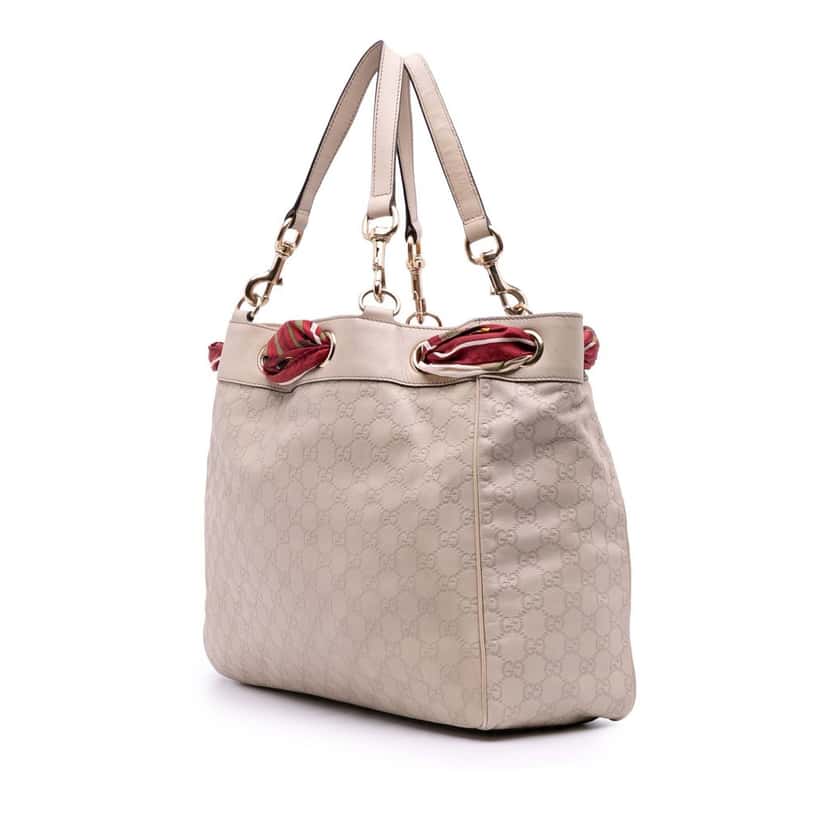 Gucci Large Guccissima Positano Scarf Tote Brown Leather Good condition - Back View