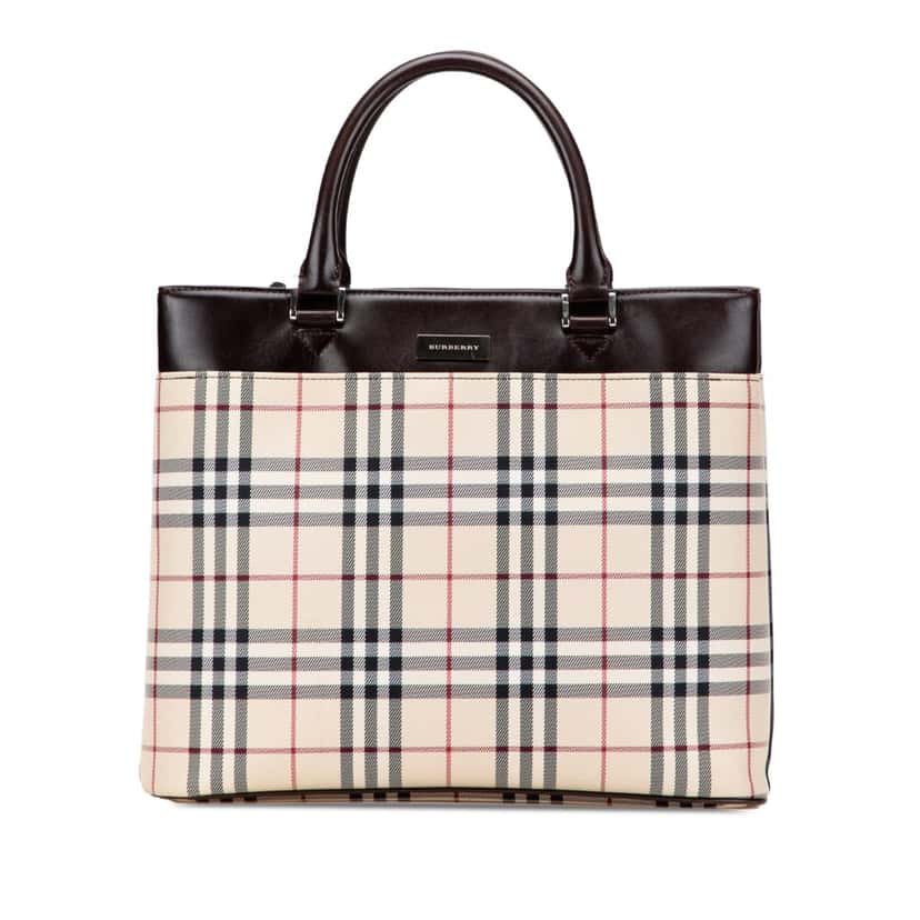 Burberry House Check Canvas Tote Brown Canvas Good condition - Front View