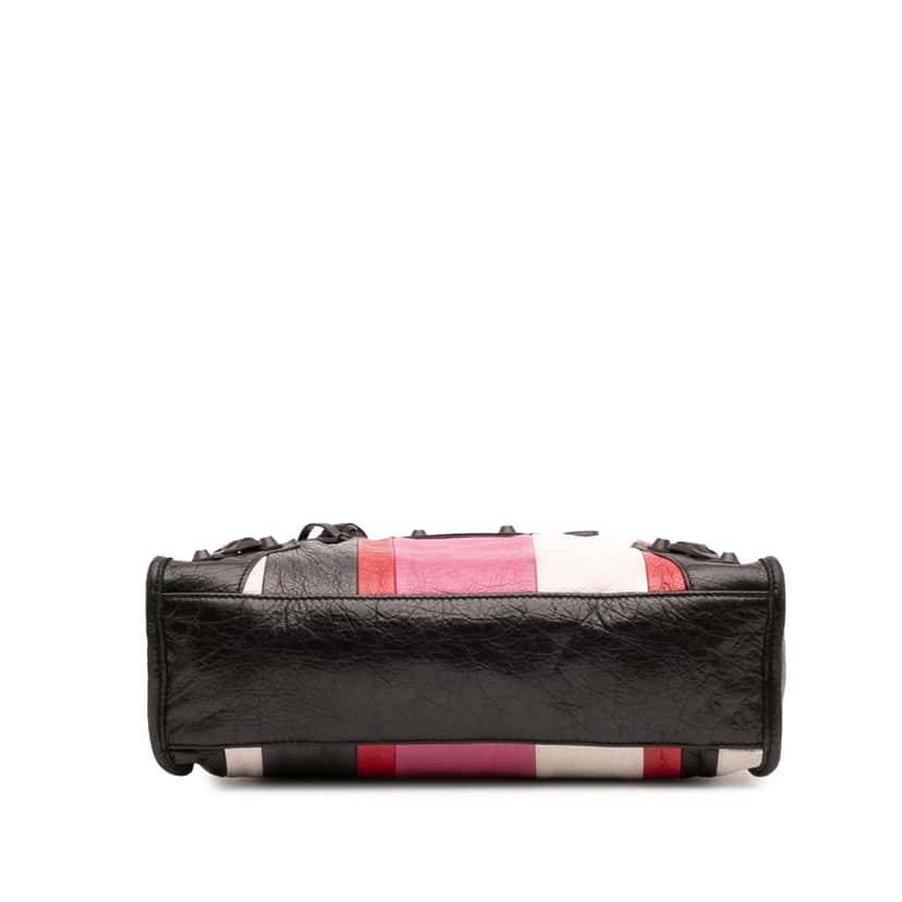 Balenciaga Small Lambskin Motocross Striped Classic City Satchel Black Leather Good condition - Inside View