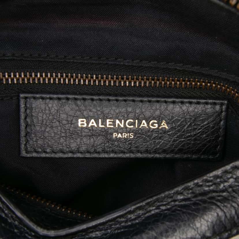Balenciaga Small Lambskin Motocross Striped Classic City Satchel Black Leather Good condition - Box View