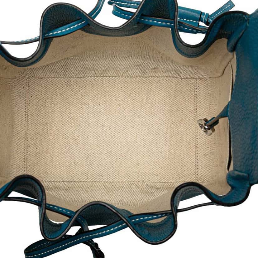 Loewe Small Grained Calfskin Drawstring Hammock Bag Blue Leather Good condition - Model View