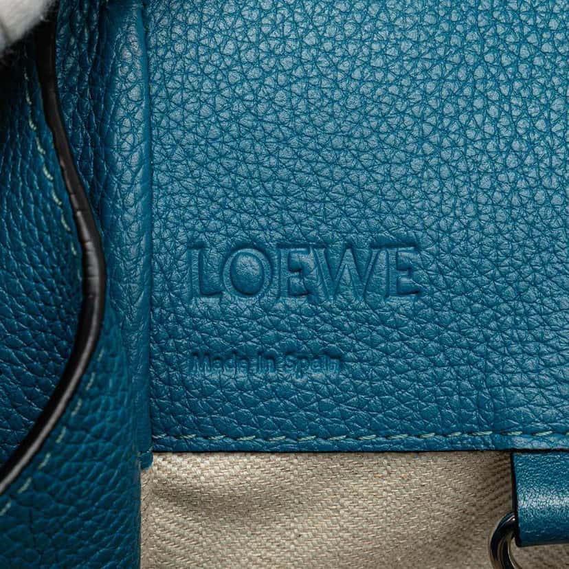Loewe Small Grained Calfskin Drawstring Hammock Bag Blue Leather Good condition - Box View
