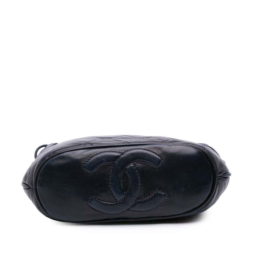 Chanel CC Quilted Lambskin Tassel Crossbody Blue Leather Good condition - Inside View