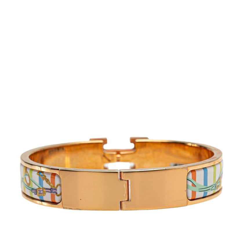 Hermès Narrow Brides De Gala Bayadere Enamel Clic H Bangle Gold Good condition - Inside View