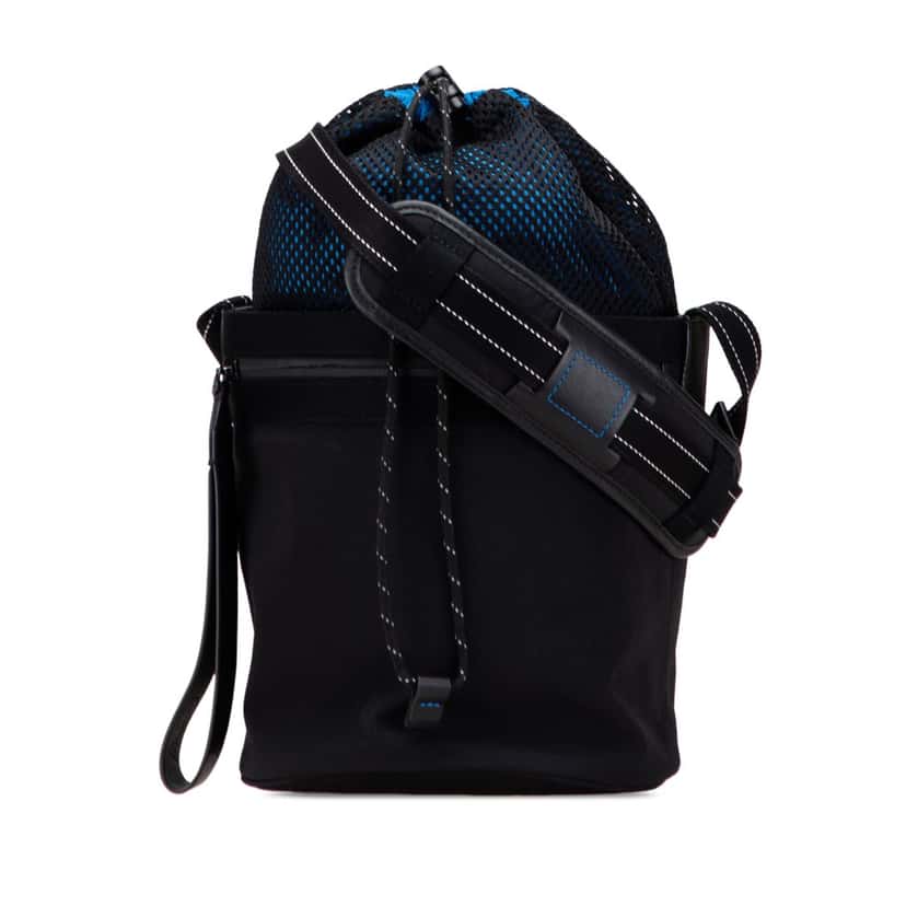 Bottega Veneta Nylon and Mesh Paper Touch Bucket Bag Black Good condition - Front View