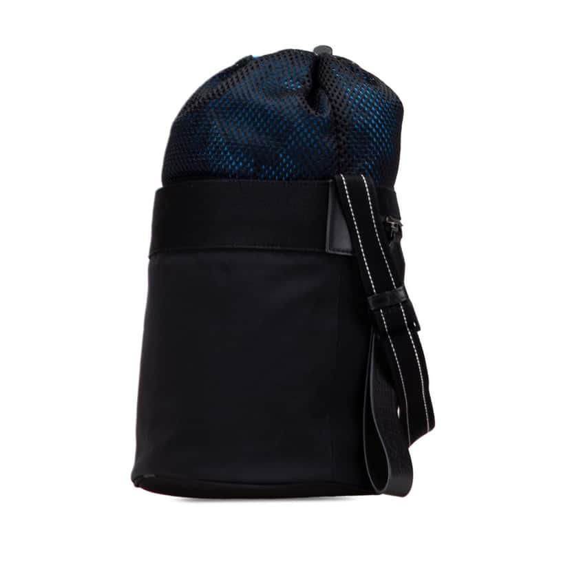 Bottega Veneta Nylon and Mesh Paper Touch Bucket Bag Black Good condition - Back View