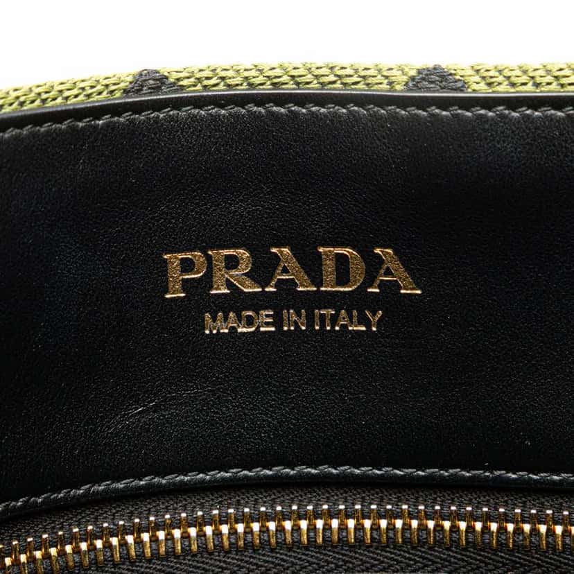 Prada Jacquard Triangolo Symbole Shopping Tote Green Canvas Very good condition - Box View