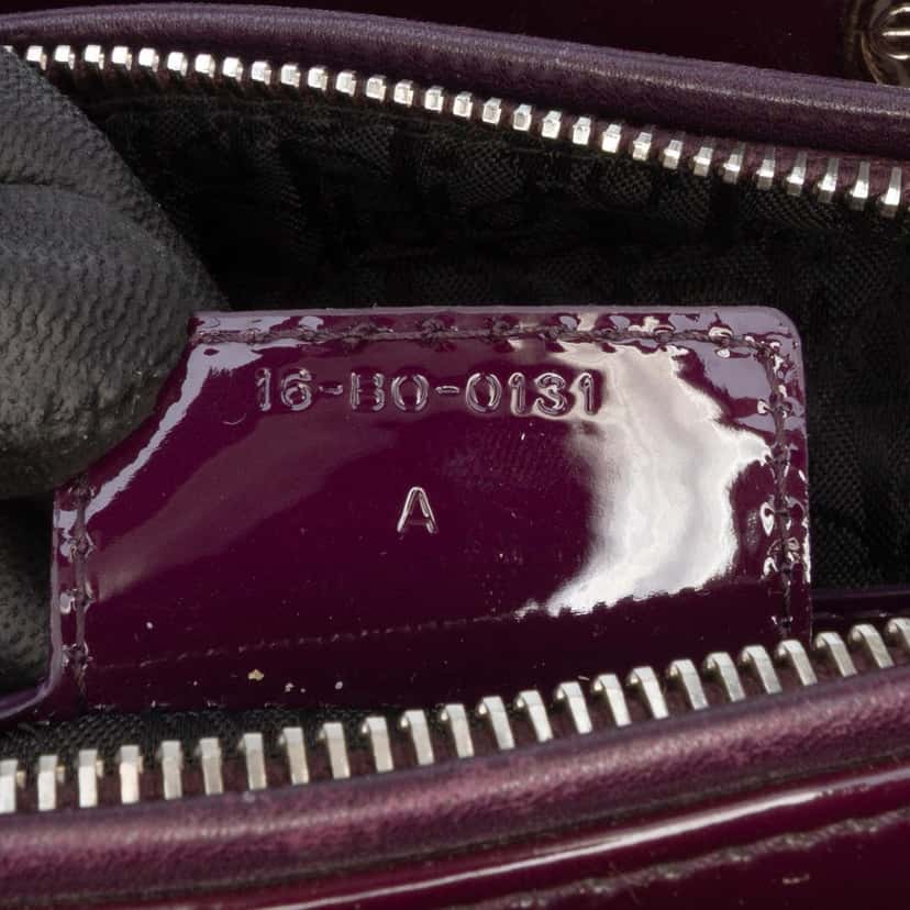 Dior Large Patent Cannage Lady Dior Purple Leather Good condition - Box View